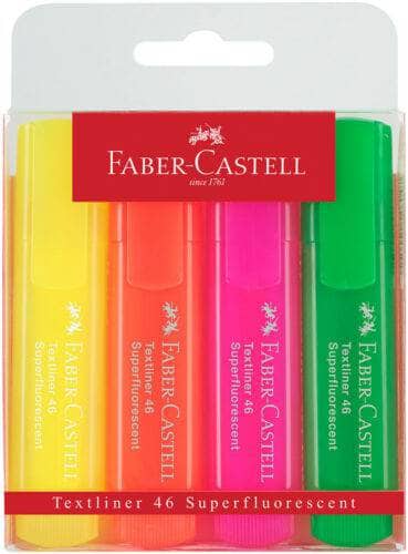 Faber Castell marcador textline 46 set 4ud superfluorescent FABER CASTELL CENTROARTESANO