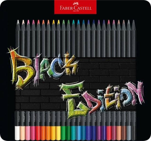  Faber-Castell Lápices de colores Black Edition, 24 unidades,  madera negra y núcleo súper suave, lápices de colores para libros de  colorear para adultos, lápices de colores artísticos : Productos de Oficina