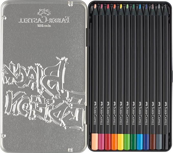Faber castell lapices colores Black Edition caja negra metal 12 colores FABER CASTELL Oferta CENTROARTESANO