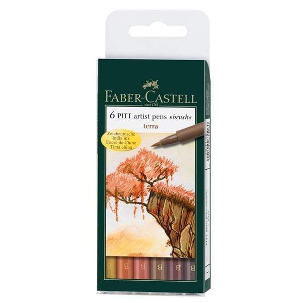 Faber castell rotulador pincel tinta china 6ud terra 167106 FABER CASTELL Oferta CENTROARTESANO