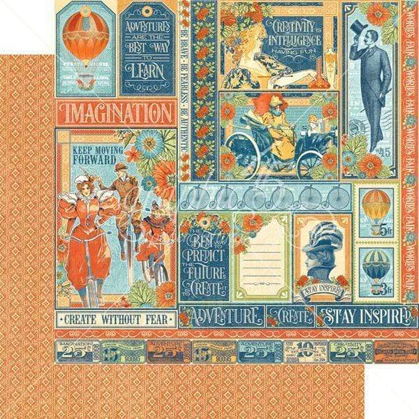 G45 4501169 paper 30x30 world's fair wonder works GRAPHIC 45 CENTROARTESANO