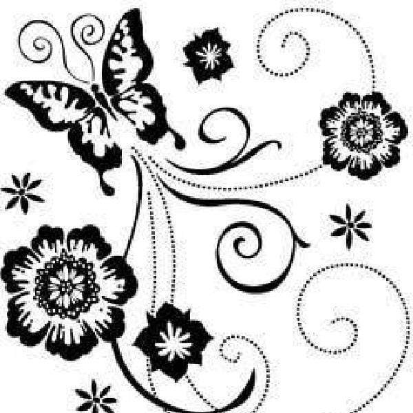 Inkadinkado Sello silicona 98874 mariposa y flores INKA CENTROARTESANO