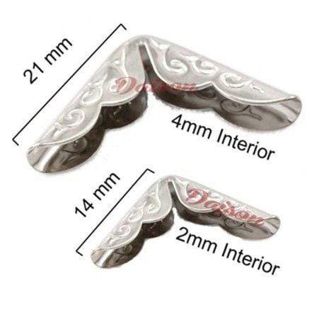 Cantoneras para carpetas 21mm exterior 2ud CAA100 plateada labrada LOBA CENTROARTESANO