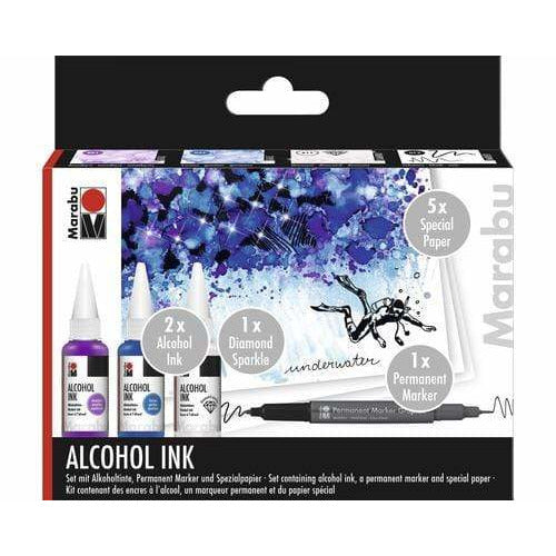 Marabu tintas al alcohol 20ml set Underwater (3ud+papel+1marcador) MARABU CENTROARTESANO