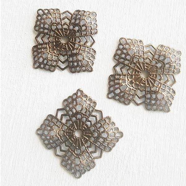 Cuenta de filigrana cuadrada con baños 2 unidades MENONI CENTROARTESANO