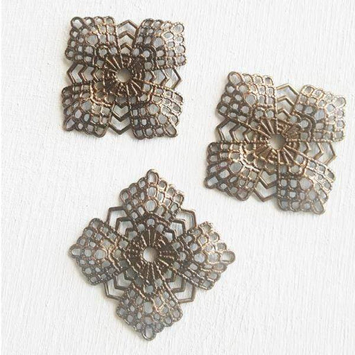 Cuenta de filigrana cuadrada con baños 2 unidades MENONI CENTROARTESANO