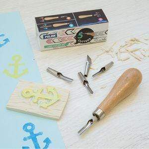 Juego 5 cuchilla y mando para linoleo MILAN CENTROARTESANO