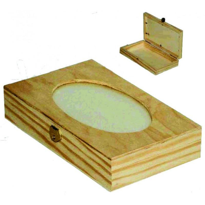 Caja de madera con cristal oval Grande 24x14x5cm MONTEJO CENTROARTESANO