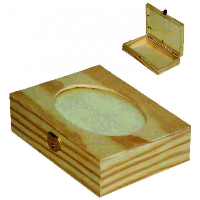 Caja de madera con cristal oval Pequeña 17x12x5cm MONTEJO CENTROARTESANO