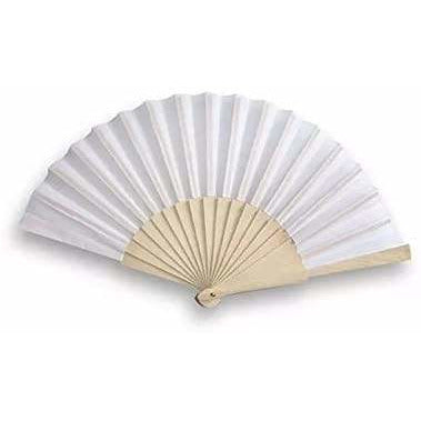 Abanico de madera con tela Blanco