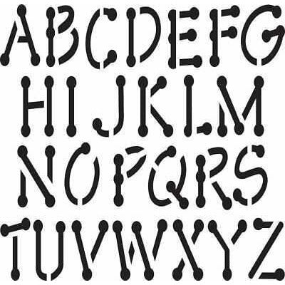 Plantillas de estarcido o stencil de letras y números, abecedarios