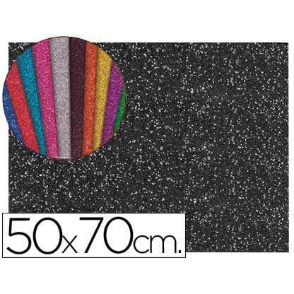 Goma eva 60x40 2mm purpurina negro N/A CENTROARTESANO