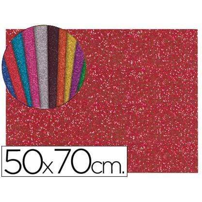 Goma eva 60x40 2mm purpurina rojo N/A CENTROARTESANO
