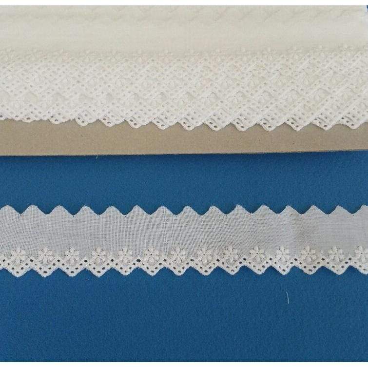 Tira bordada algodon 30mm blanco N/A CENTROARTESANO