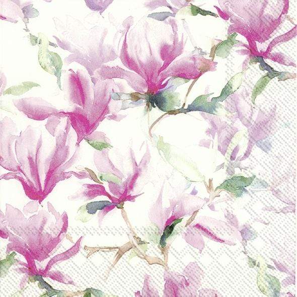 Decoupage napkin flowers Magnolia white poetry