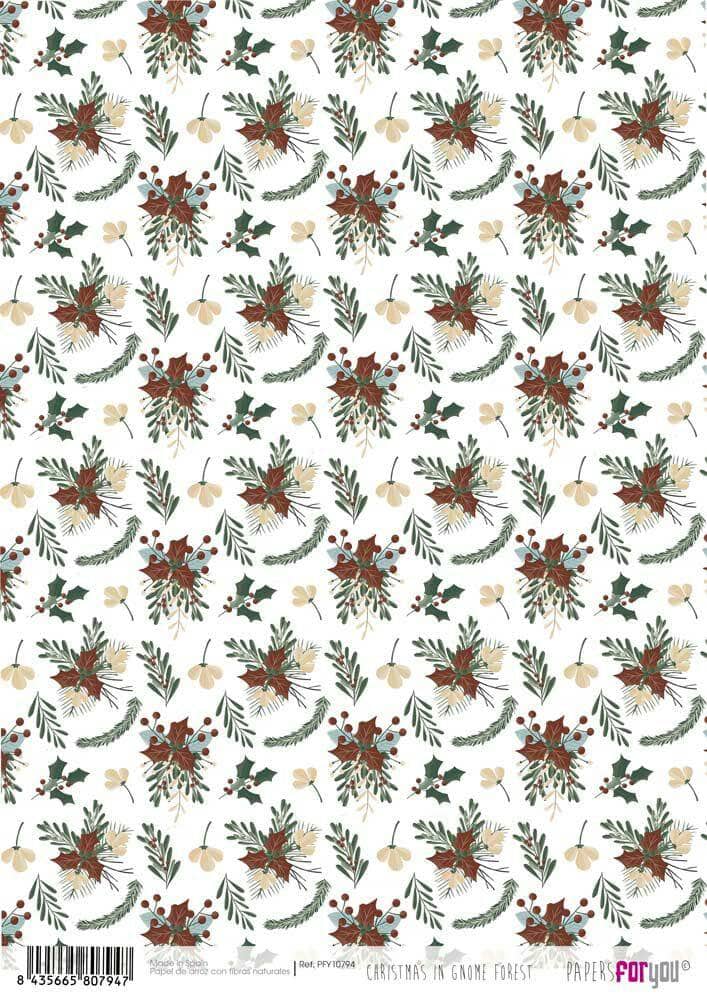 Papel arroz Papers for you 54x33cm PFY10786 Christmas Flowers PAPERS FOR YOU CENTROARTESANO