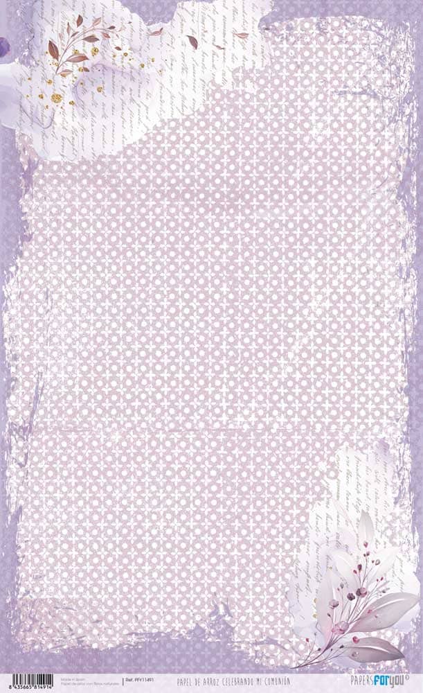 Papel arroz Papers for you 54x33cm PFY11491 Celebrando mi comunion violeta PAPERS FOR YOU CENTROARTESANO