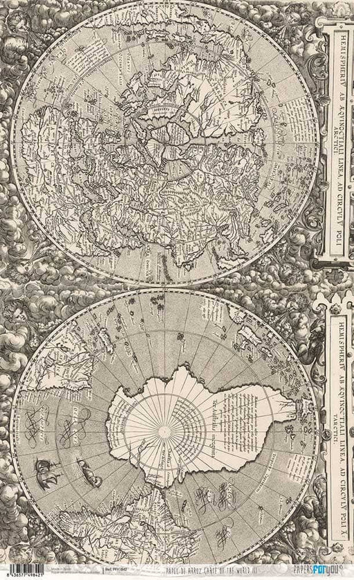 Papel arroz Papers for you 54x33cm PFY1842 Carte of the World III PAPERS FOR YOU CENTROARTESANO