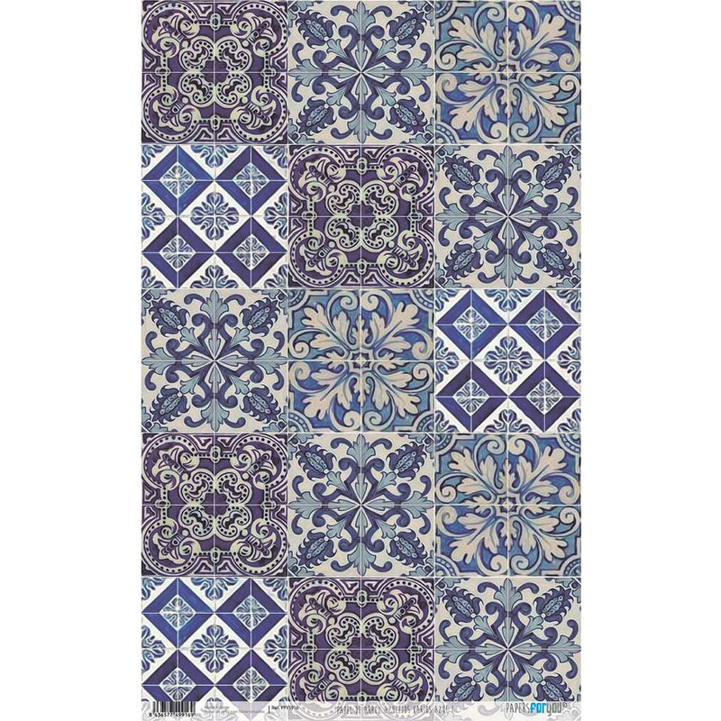 Papel arroz Papers for you 54x33cm PFY1916 Azulejos azules PAPERS FOR YOU CENTROARTESANO