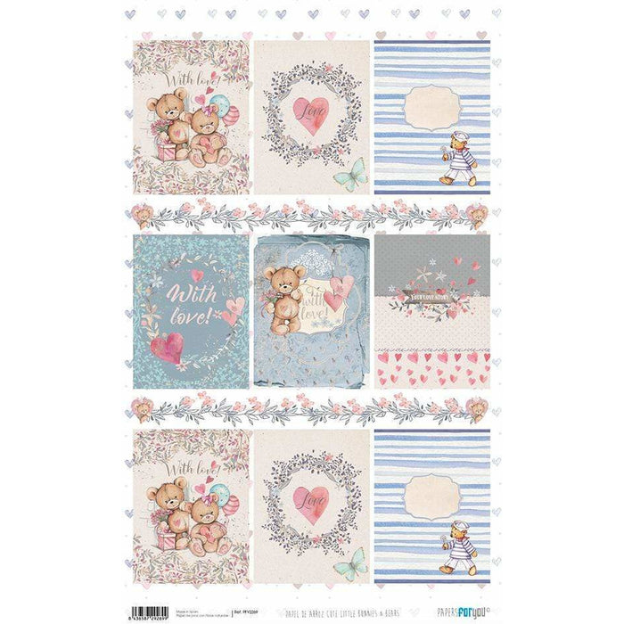 Rice paper Papers for you 54x33cm PFY2269 cute little bunnies and bears