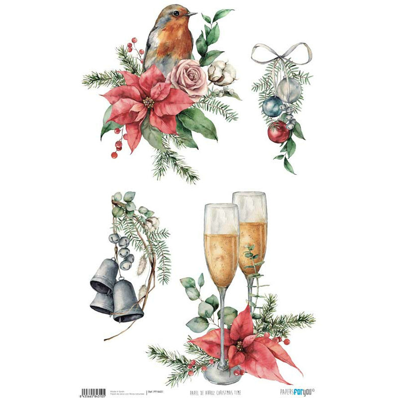 Papel arroz Papers for you 54x33cm PFY4431 Christmas time (navidad) PAPERS FOR YOU CENTROARTESANO