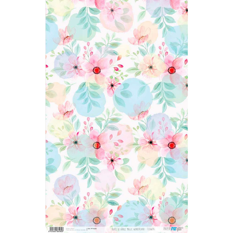 Papel arroz Papers for you cm PFY4648 Wonderland -flores grandes PAPERS FOR YOU CENTROARTESANO