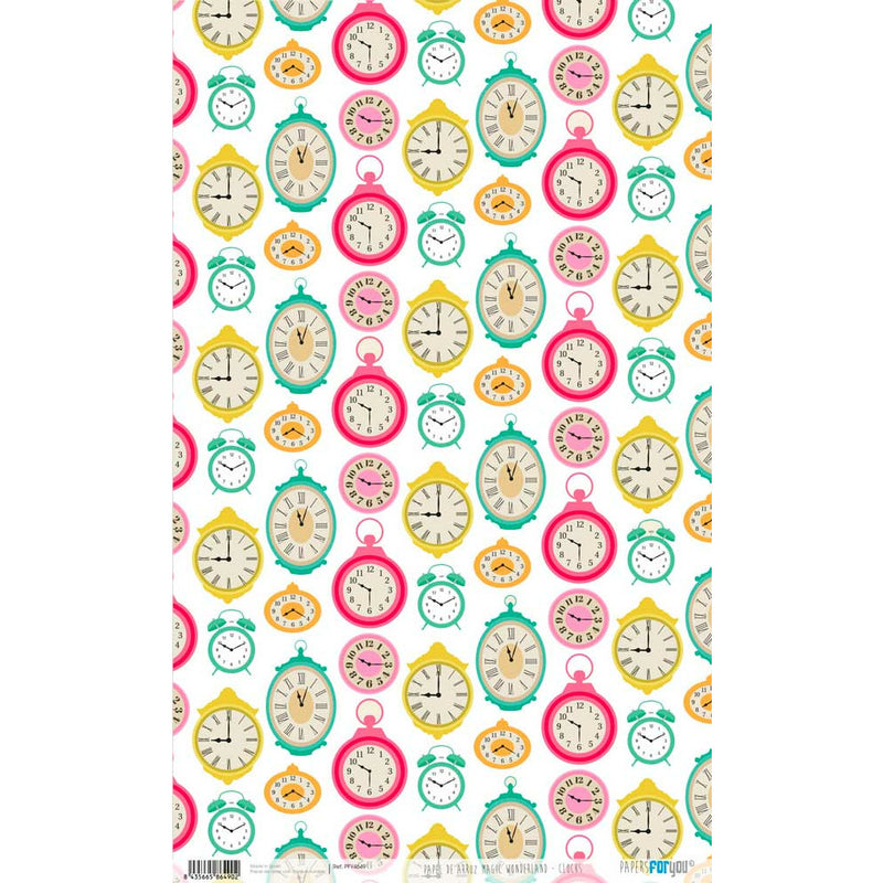 Papel arroz Papers for you cm PFY4649 Wonderland -relojes PAPERS FOR YOU CENTROARTESANO