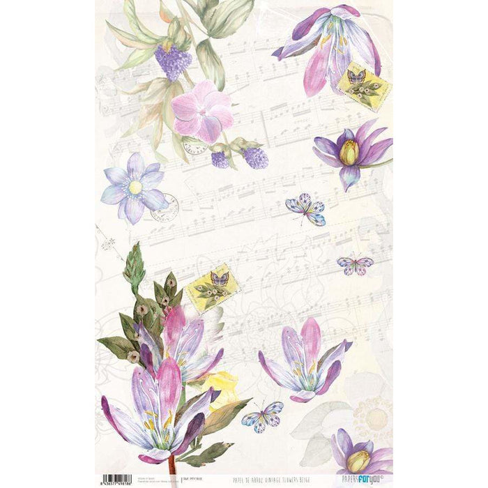 Papel arroz Papers for you PFY1818 Vintage flowers beige 54x33cm PEPERS FOR YOU CENTROARTESANO