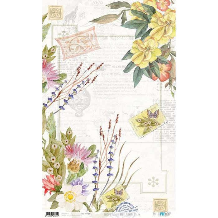 Papel arroz Papers for you PFY1820 Vintage flowers yellow 54x33cm PEPERS FOR YOU CENTROARTESANO