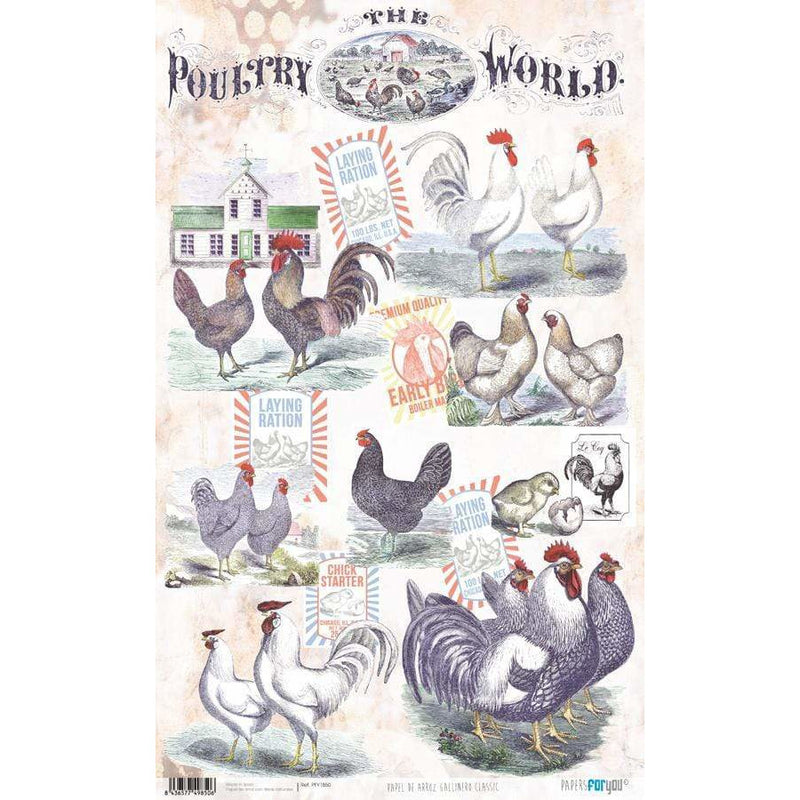 Papel arroz Papers for you PFY1850 Gallinero classic 54x33cm PEPERS FOR YOU CENTROARTESANO