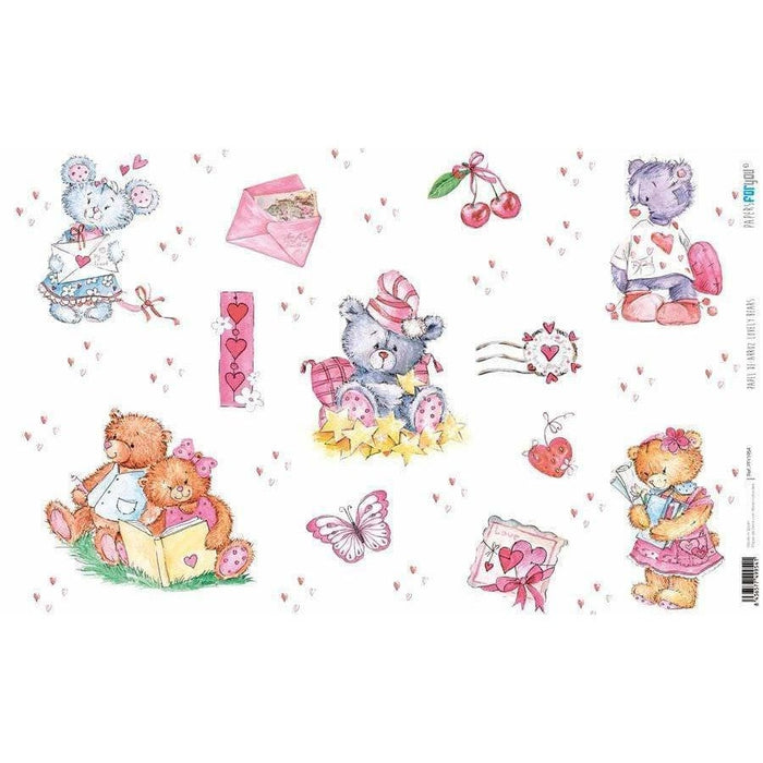Papel arroz Papers for you PFY1954 lovely bears 54x33cm PEPERS FOR YOU CENTROARTESANO