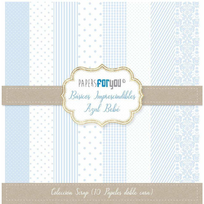 Papersforyou kit 10 papeles scrap PFY-1703 Azul Bebe basicos PAPERS FOR YOU CENTROARTESANO