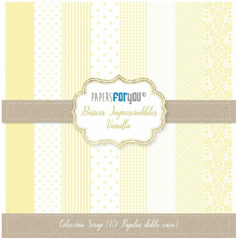 Papersforyou kit 10 papeles scrap PFY10137 Basicos Vainilla PAPERS FOR YOU CENTROARTESANO