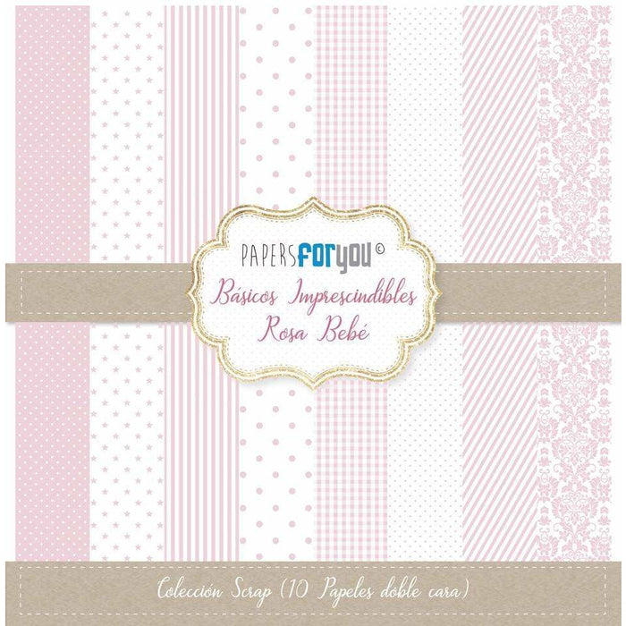 Papersforyou kit 10 papeles scrap PFY1702 basicos rosa Bebe PAPERS FOR YOU CENTROARTESANO