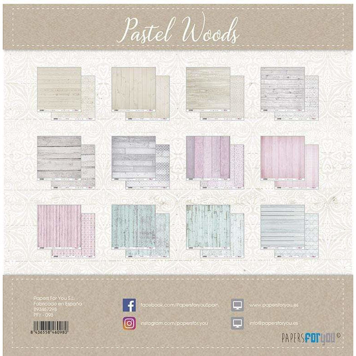 Papersforyou kit 12 papeles scrap PFY098 Pastel Woods PEPERS FOR YOU CENTROARTESANO