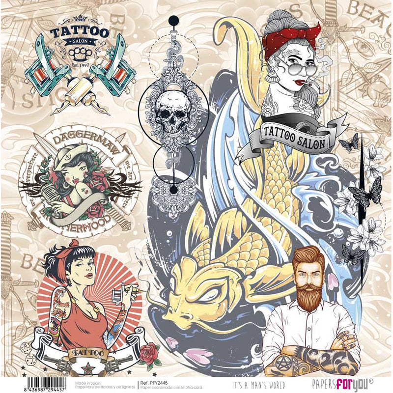 Papersforyou kit 12 papeles scrap PFY2443 It´s a man¨s World Collection PAPERS FOR YOU CENTROARTESANO