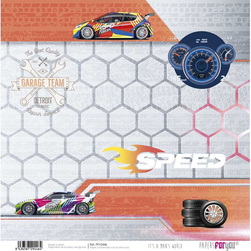 Papersforyou kit 12 papeles scrap PFY2443 It´s a man¨s World Collection PAPERS FOR YOU CENTROARTESANO