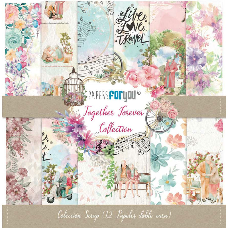 Papersforyou kit 12 papeles scrap PFY4260 Together Forver PAPERS FOR YOU CENTROARTESANO