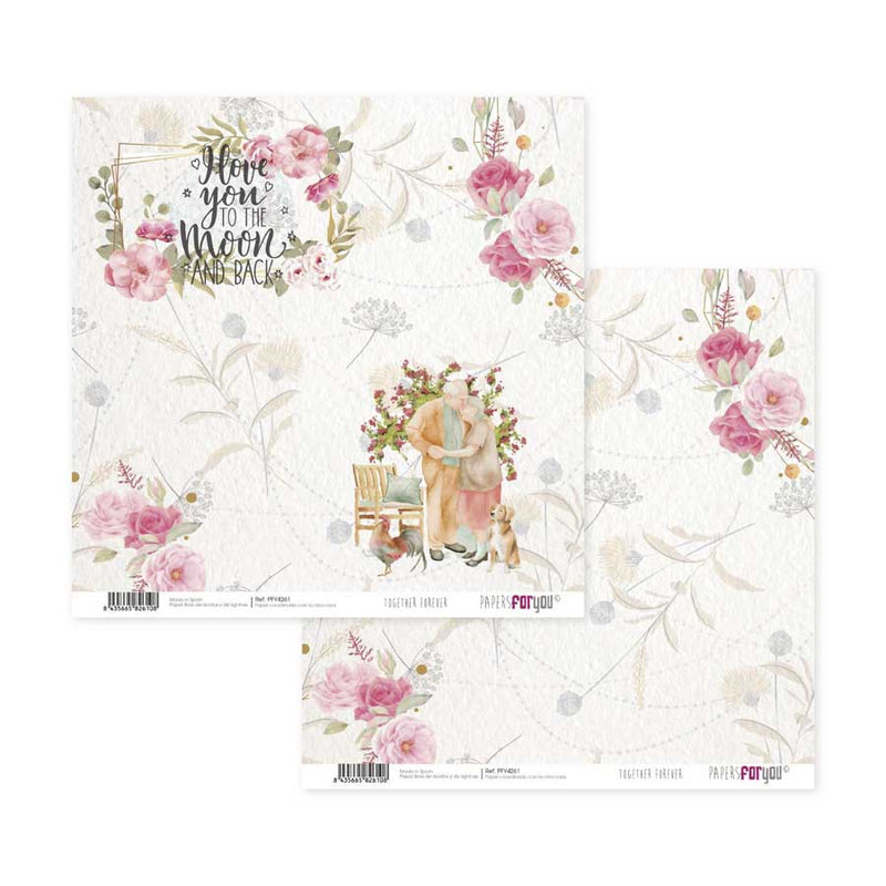 Papersforyou kit 12 papeles scrap PFY4260 Together Forver PAPERS FOR YOU CENTROARTESANO