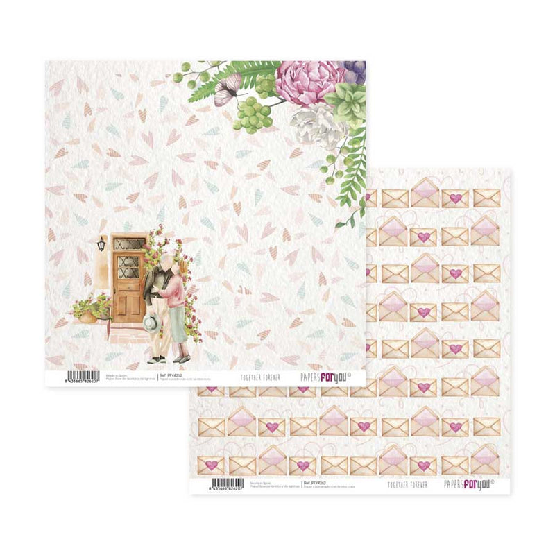 Papersforyou kit 12 papeles scrap PFY4260 Together Forver PAPERS FOR YOU CENTROARTESANO