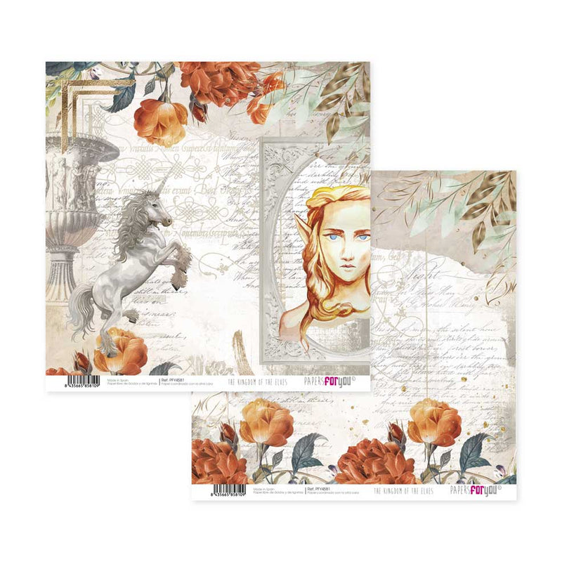 Papersforyou kit 12 papeles scrap PFY4577 The kingdom of the Elves PAPERS FOR YOU CENTROARTESANO