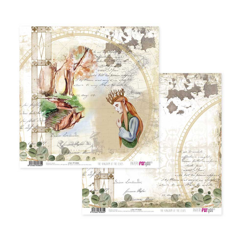 Papersforyou kit 12 papeles scrap PFY4577 The kingdom of the Elves PAPERS FOR YOU CENTROARTESANO