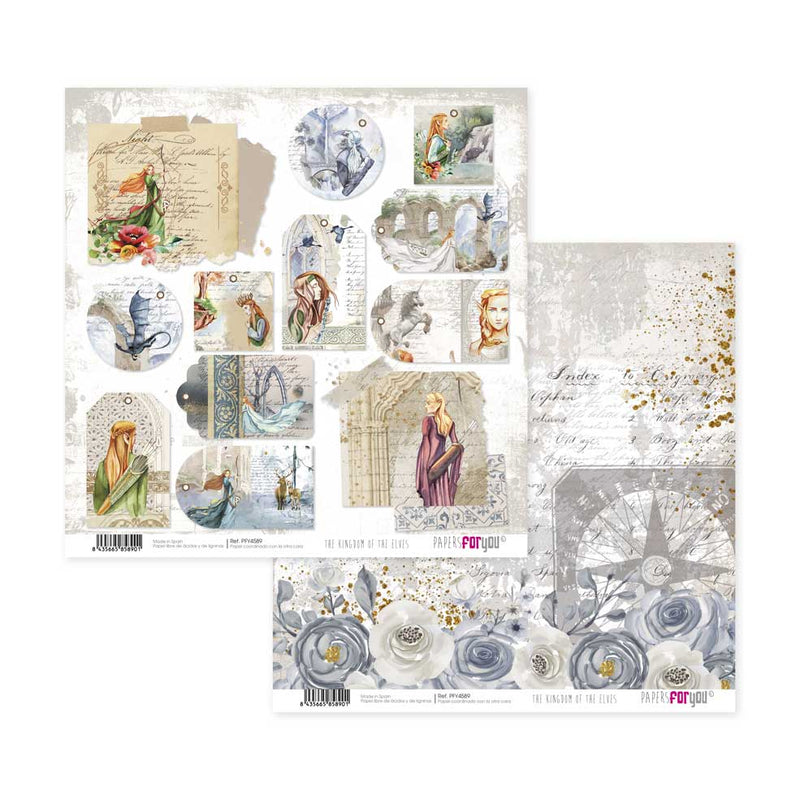 Papersforyou kit 12 papeles scrap PFY4577 The kingdom of the Elves PAPERS FOR YOU CENTROARTESANO