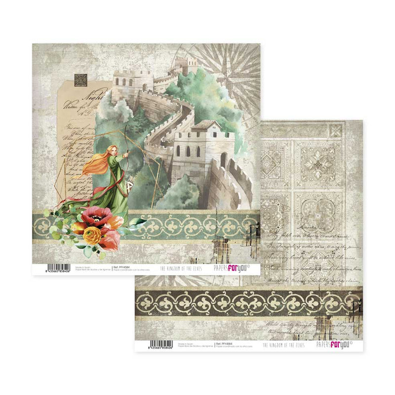 Papersforyou kit 12 papeles scrap PFY4577 The kingdom of the Elves PAPERS FOR YOU CENTROARTESANO