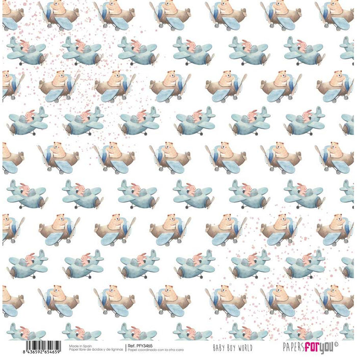 Papersforyou kit 12 papeles scrap PYF3460 Baby boy world PAPERS FOR YOU CENTROARTESANO