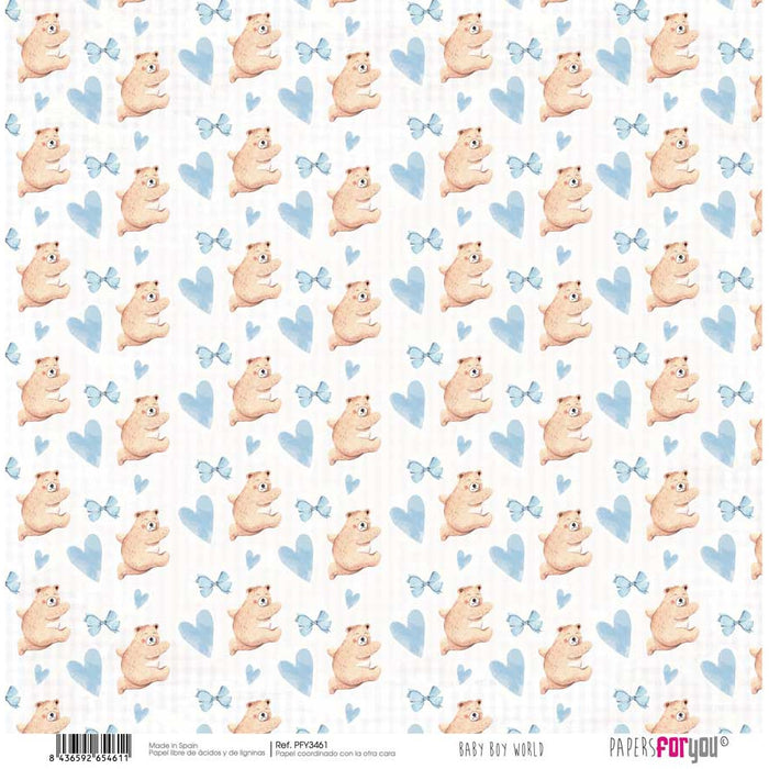 Papersforyou kit 12 papeles scrap PYF3460 Baby boy world PAPERS FOR YOU CENTROARTESANO