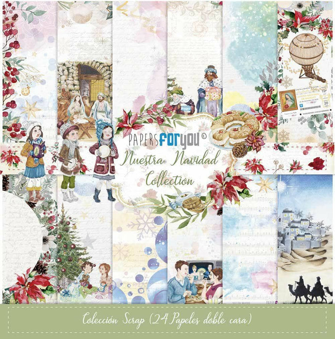 Papersforyou kit 24 papeles scrap 15X15 PFY10249 Nuestra Navidad PAPERS FOR YOU CENTROARTESANO