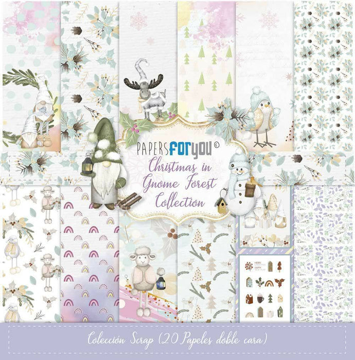 Papersforyou kit 24 papeles scrap 20x20 PFY10879 Christmas in Gnome Forest PAPERS FOR YOU CENTROARTESANO