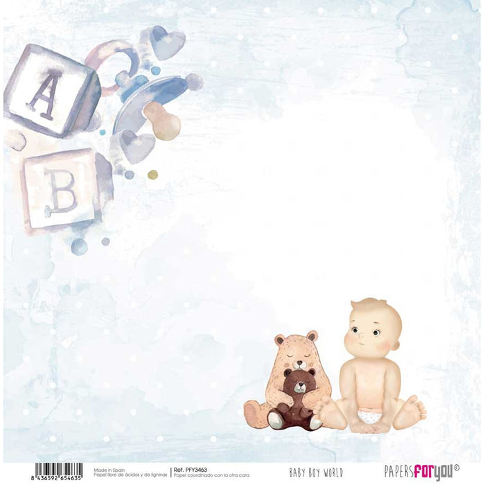 Papersforyou kit 8 papeles scrap PYF3460 Baby boy world PAPERS FOR YOU CENTROARTESANO