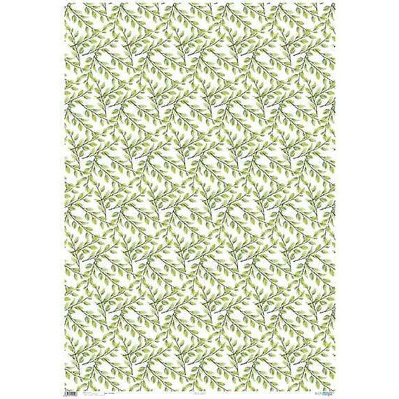 Papersforyou papel entelado 100x70cm PFY1509 Green leaves PAPERS FOR YOU CENTROARTESANO